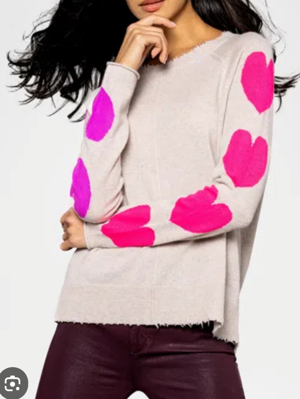 Lisa Todd Heart Stealer Intarsia Cashmere Sweater Cozy Soft Small